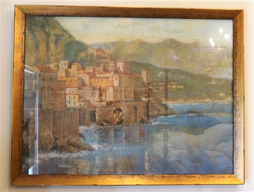 Beautiuful Large Painting Signed Lango - Alfami Italy- Framed in Gold Frame - Measures 39" by 51"