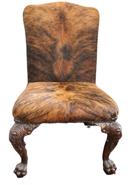 Outstanding Replica by Theodore Alexander - Horse Hair Ball and Claw Foot Side Chair  - Heavily Carved Wood Feet with Lions Heads and Claw Feet and Legs with Gold Accents - Chair Measures 42" Tall...