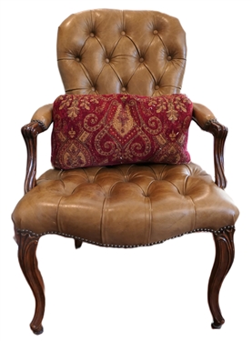 Theodore Alexander Leather Button Tufted Side Chair - Wood Frame - Chair 41 1/2" Tall 26" by 20"
