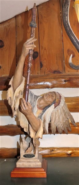 "The Great Mystery" by Stephen Herrero Native American Statue - Number 3/1200- MCSI 2006 - Measures 36" tall
