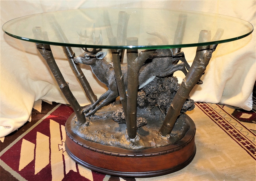 Big Sky Carvers Deer Coffee Table with Glass Top - Measures 22 1/2" tall 36" by 28"