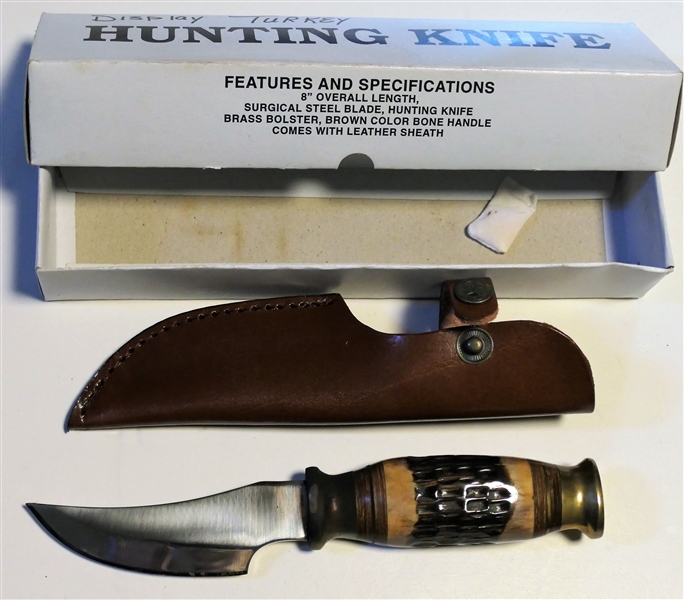 8" Hunting Knife with Leather Sheath in Original Box