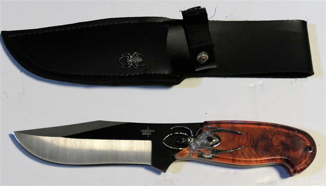 Fantasy Master Spider Knife with Sheath - 10" Long - Plastic on Handle Has Some Cracking