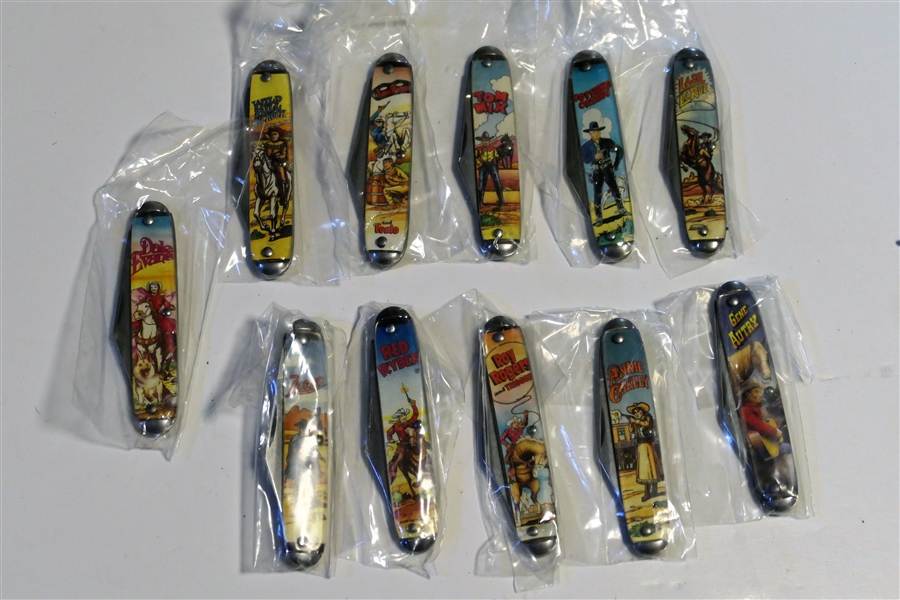 11 USA Collectible Pocket Knives - Roy Rogers, Tom Nix, Hopalong Cassidy, Gene Autry, Wild Bill