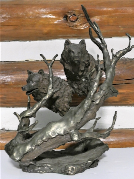Mark Hopkins 1993 - Bronze Wolfe Sculpture - Number 231 - Measures 15" tall 10" Across