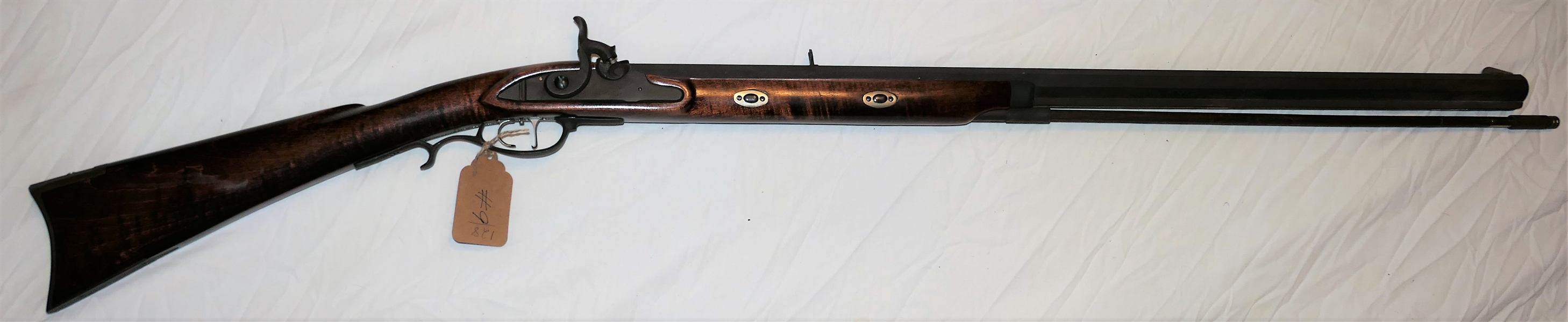 Hatfield .50 Caliber Black Powder Long Rifle - Beautiful Flame Mahogany Wood Stock - Some Rust on Ram Rod and Underside of Barrel