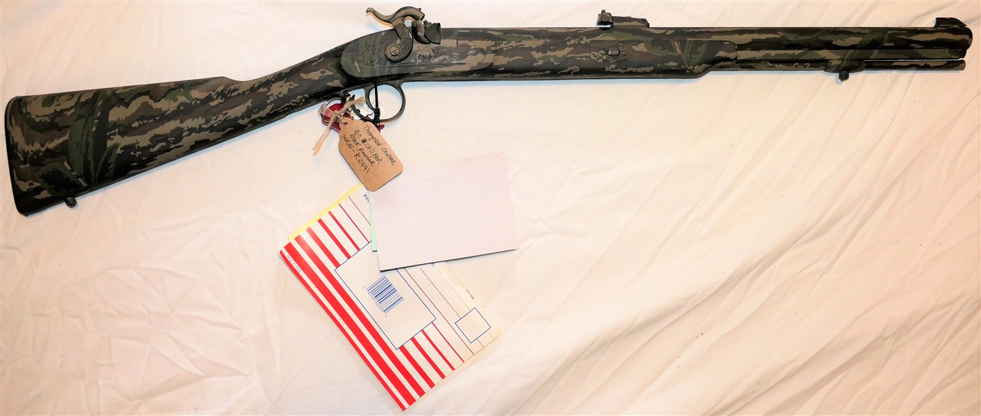 Thompson Center Arms "Tree Hawk" .50 Caliber Black Powder Rifle - Camo Wrapped - with Original Tag, Papers, and Key Ring