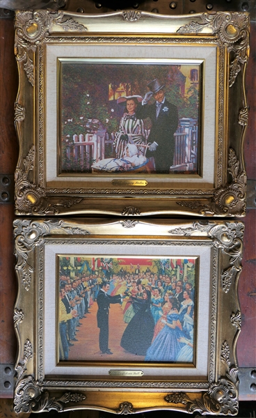 Pair of The Marks Collection "Gone With The Wind" Prints on Canvas - " Good Morning Ladies" and "The Confederate Ball" Framed - Each Measures 13 1/2" by 15 1/2"