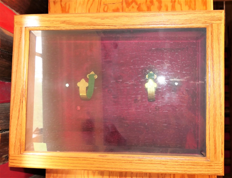 Oak Pistol Display Case with Beveled Glass - Measures 19" by 15" by 5" Deep