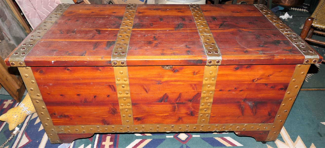 Nice Cedar Chest with Copper Straps, Trim, and Handles with Tray - Measures 21" tall 44" by 22"