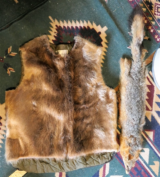 Grey Fox Pelt and Fur Vest made by Stephen De Georges Furs Stroudsburg, PA