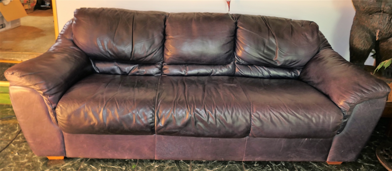 Navy Blue Leather Sofa - Measures 79" Long 30" Tall