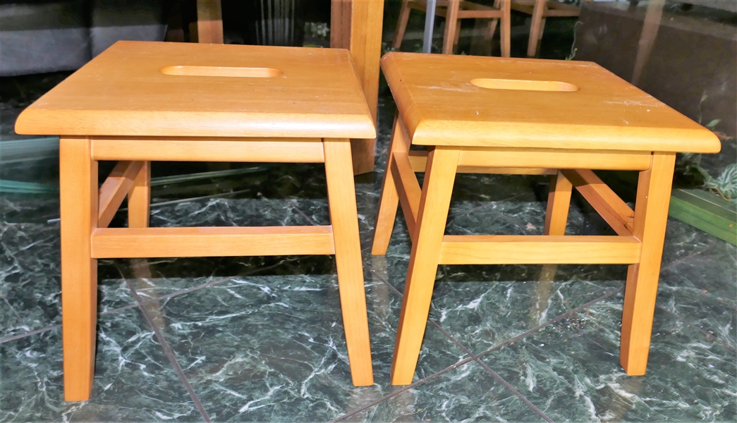 Pair of Light Wood Stools - 12" Tall 12" by 12"