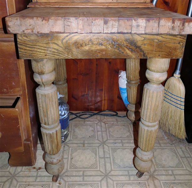 Butcher Block Table - Measures 30 1/2" tall 24 1/2" by 24"