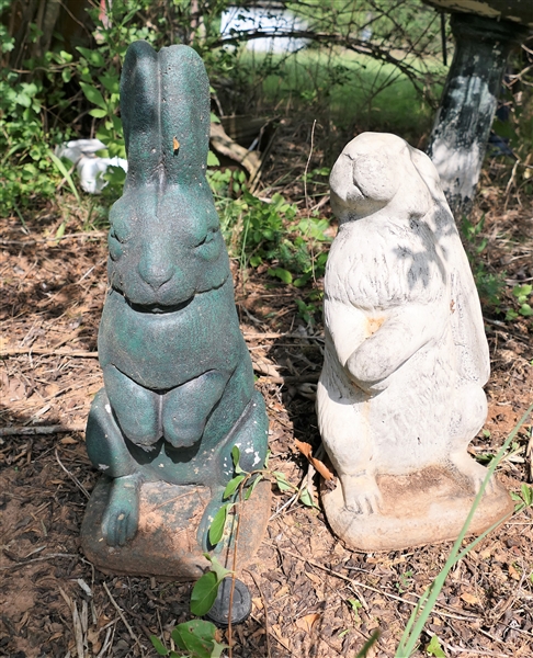 2 Concrete Rabbits - Green is 18" tall
