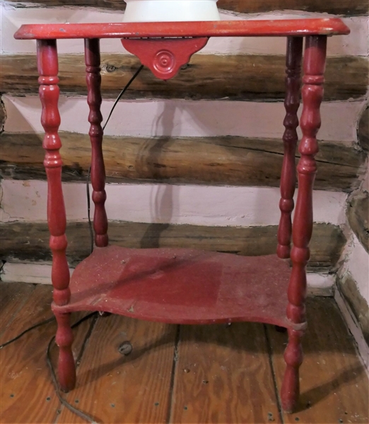 Small Red Painted Table - Measures 24" tall 18" by 12"