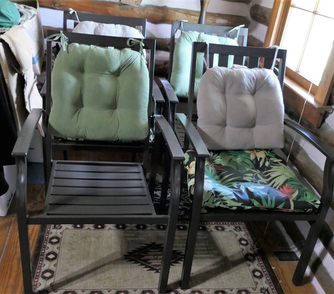 4 Aluminum Arm Chairs with Cushions