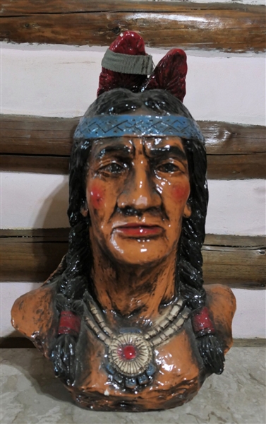 Chalk Indian Bust - Some Minor Finish Loss - 19" Tall 