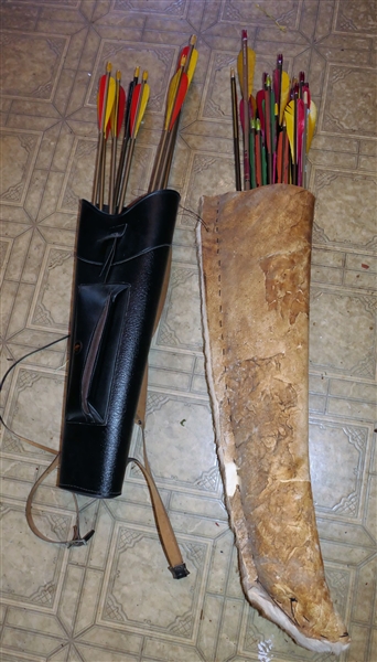 2 Quiver with Arrows including Razor Tips - Black Quiver is by Bear