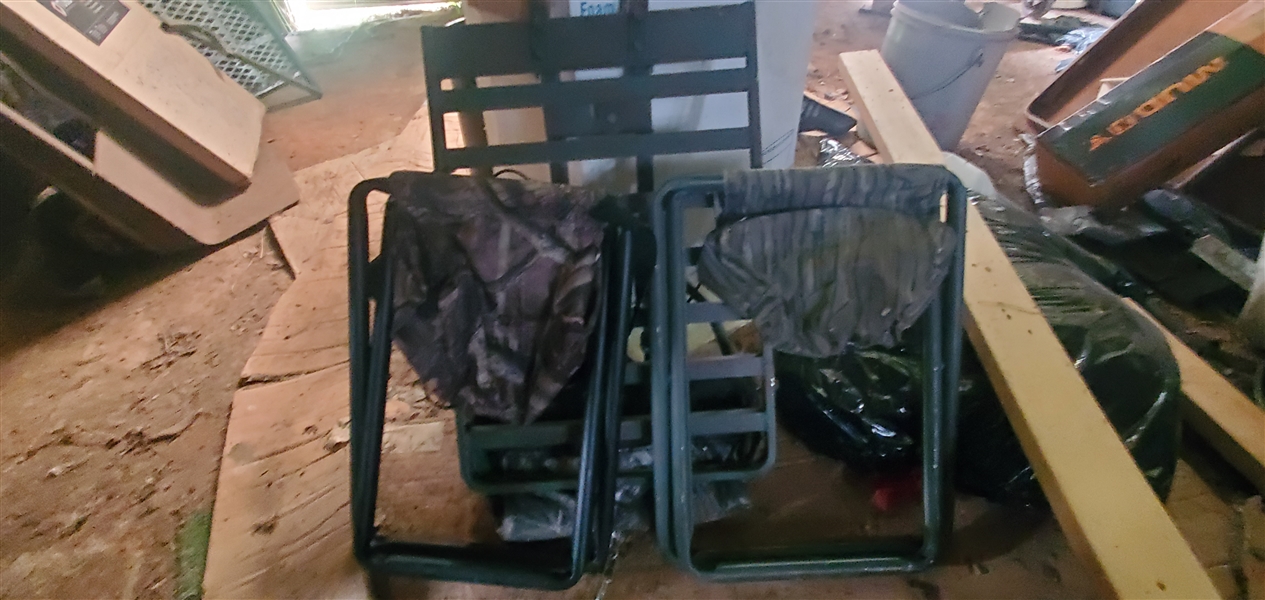 Deer Stand and 2 Folding Hunting Chairs