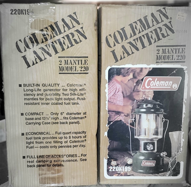2 - Coleman Model 220 Camping Lanterns in Original Boxes