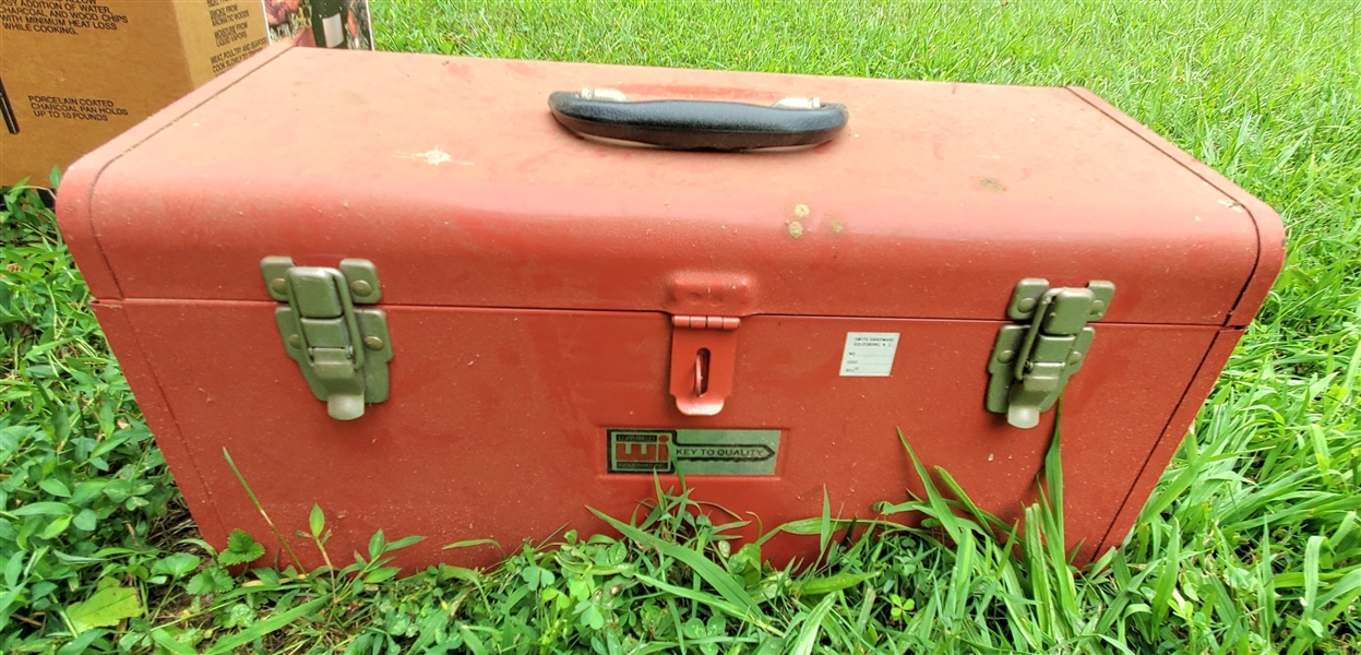 Red Metal Industrial Tool Box with Tools