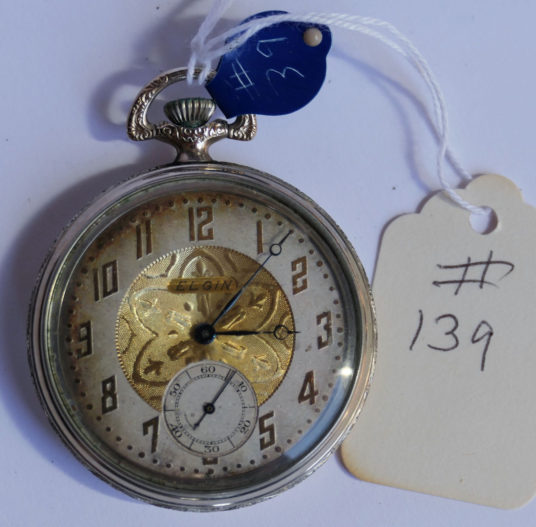 Lot Detail Elgin National Watch Co. 15 Jewel Pocket Watch Serial Number 27448240 Fahys Conqueror Case 2 Tone Dial with Second Sub Dial Size 12