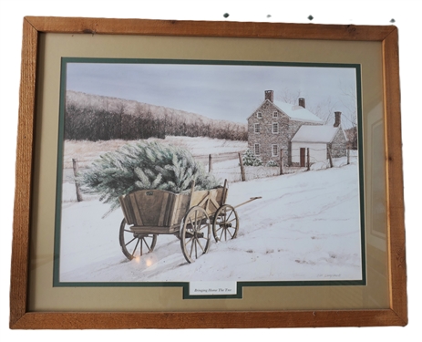 "Bringing Home The Tree" Print by Dan Campanelli - Framed and Double Matted - Frame Measures 30" by 38"