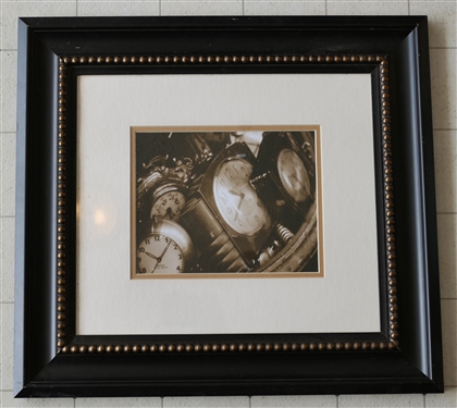 Framed "Antique Clock" Photograph Print - Framed and Double Matted - Frame Measures 20" by 22"