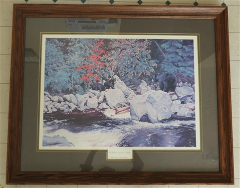 "Touch of Autumn" by Robert J. Schmidt - Framed and Double Matted - Frame Measures 27" by 33" - Print Has Some Sun Fading 