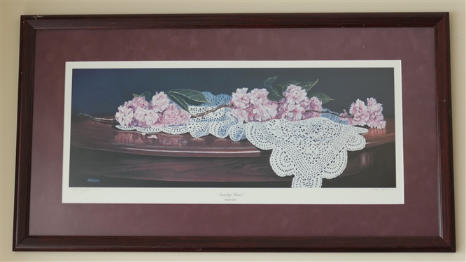 "Sunday Grace" By Kwanzan Cherry - Artist Signed and Numbered - 1231/1250 - Framed and Matted - Frame Measures 19" by 35"