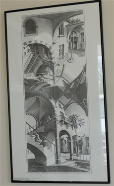 M.C. Escher "High and Low" Poster Print - Framed - Frame Measures 31 1/2" by 18" 