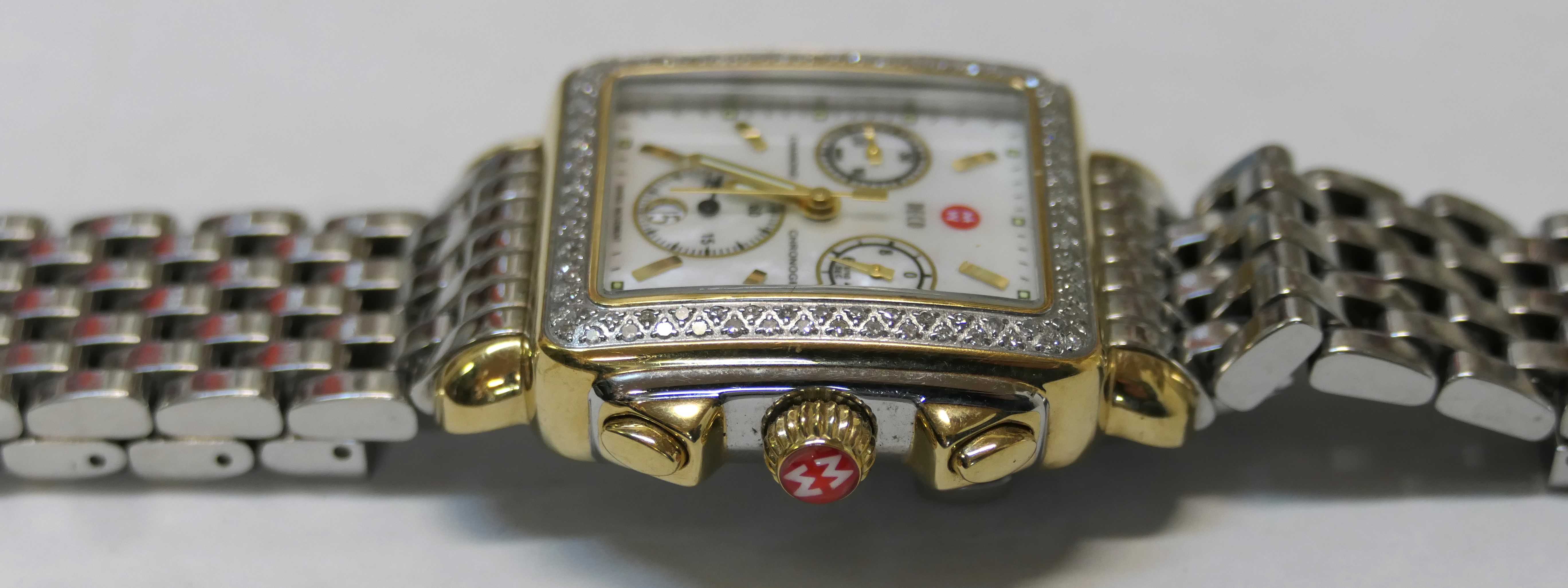Michele Deco Stainless Steel Chronograph swiss movement watch With Box  SKU 9190 Lot Detail - Michele DECO Diamond Chronograph Wrist Watch  main image 2