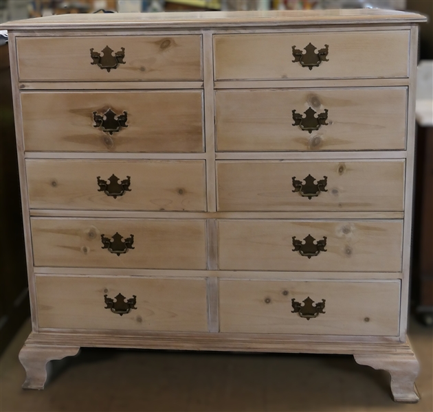 Very Nice Drexel Furniture Bleached Pine Chest - 8 Drawers - Second Left Drawer Has Divided Interior with Drop Down Writing Surface - Solid Ends, Bracket Feet - Chest Measures 45" Tall 46" by 21 1/2"