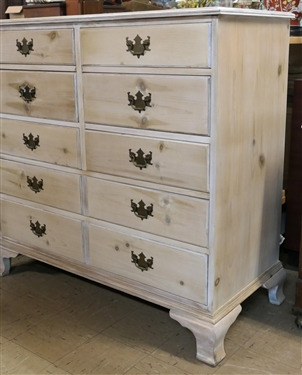 Very Nice Drexel Furniture Bleached Pine Chest - 8 Drawers - Second Left Drawer Has Divided Interior with Drop Down Writing Surface - Solid Ends, Bracket Feet - Chest Measures 45 Tall 46 by 21 1/2
