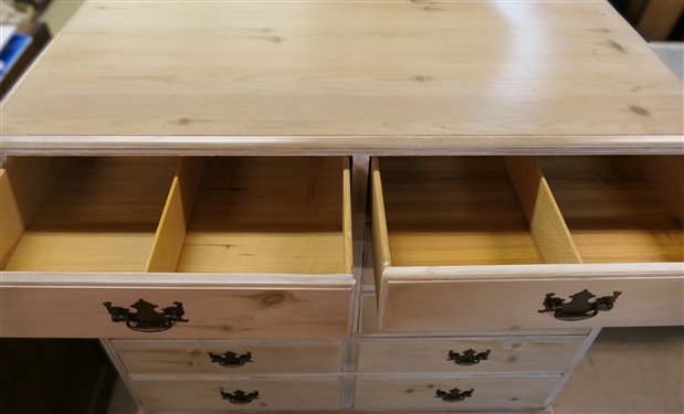 Very Nice Drexel Furniture Bleached Pine Chest - 8 Drawers - Second Left Drawer Has Divided Interior with Drop Down Writing Surface - Solid Ends, Bracket Feet - Chest Measures 45 Tall 46 by 21 1/2