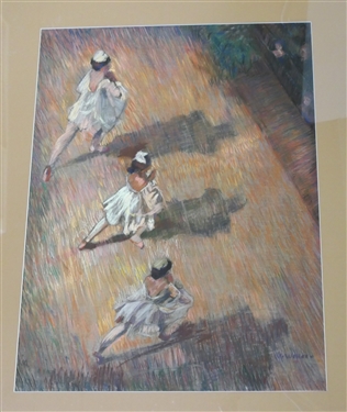 Weller Oil Pastel Ballerinas - Signed by Artist in Lower Right Corner - Attractively Framed and Matted - Frame Measures  40 by 32 