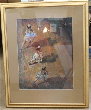 Weller Oil Pastel Ballerinas - Signed by Artist in Lower Right Corner - Attractively Framed and Matted - Frame Measures  40 by 32 