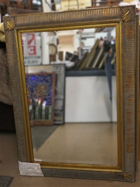 Nice Large Gold Gilt Framed Beveled Mirror - Frame Measures 45 by 33 - Some Finish Loss to Outer Edge of Frame 