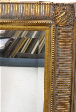 Nice Large Gold Gilt Framed Beveled Mirror - Frame Measures 45 by 33 - Some Finish Loss to Outer Edge of Frame 