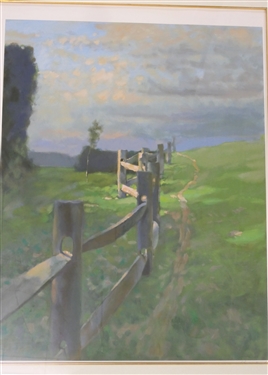 Chase Chen - Serigraph -Artist Signed Printers Proof Number 7 of 10 - Beautiful Fence Line Scene - Nicely Framed and Matted with Artist Information on Back - Frame Measures 43' by 35