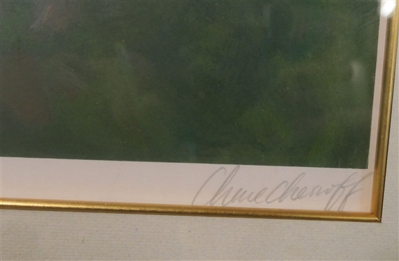 Chase Chen - Serigraph -Artist Signed Printers Proof Number 7 of 10 - Beautiful Fence Line Scene - Nicely Framed and Matted with Artist Information on Back - Frame Measures 43' by 35