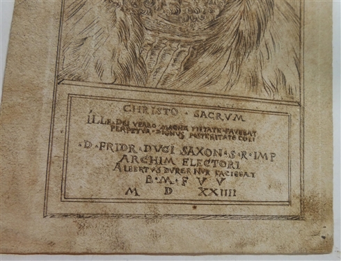 Pen and Ink Drawing Frederick The Wise Christo Sacrvm - D. Fridr Duci Saxon - S.R.IMP Albert Durer NVR Facievat -Framed - Glass is Missing - Artwork Measures 9 By 6 1/2 - Frame Measures 13...