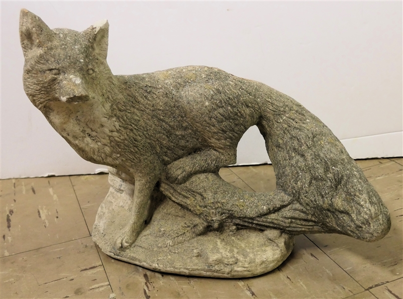 Concrete Fox Statue - Garden Art - Statue Measures 11" tall 15" Across