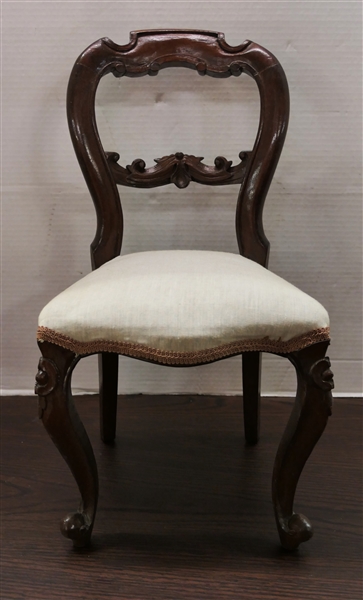 Mahogany Victorian Style Open Back Side Chair - Salesmans Sample or Doll Chair - Chair Measures 18" tall 