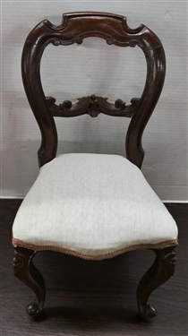 Mahogany Victorian Style Open Back Side Chair - Salesman's Sample or Doll Chair - Chair Measures 18 tall 