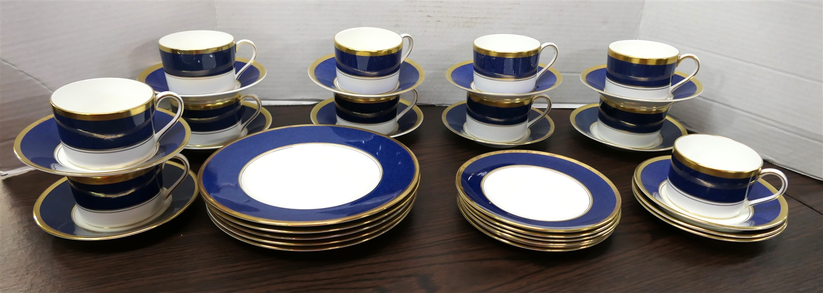 35 Pieces of Coalport "Athlone Blue" China Including 11 Cup and Saucer Sets, 2 Saucers, and  6 1/4" and 8 1/4" Plates