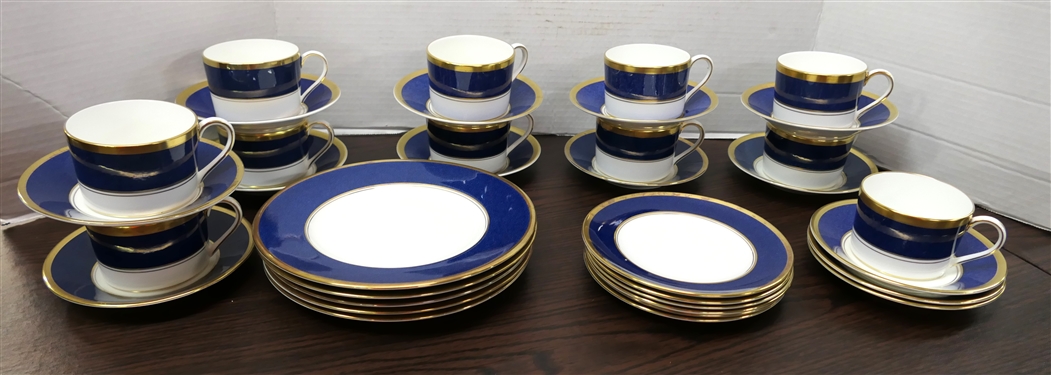 35 Pieces of Coalport Athlone Blue China Including 11 Cup and Saucer Sets, 2 Saucers, and  6 1/4 and 8 1/4 Plates