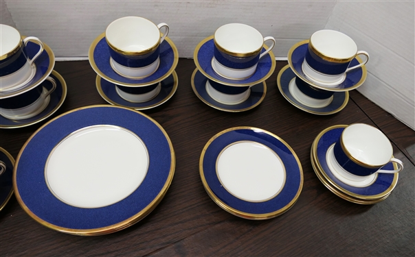 35 Pieces of Coalport Athlone Blue China Including 11 Cup and Saucer Sets, 2 Saucers, and  6 1/4 and 8 1/4 Plates