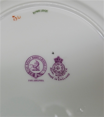 Royal Worcester England For Bailey Banks and Biddle Co. Philadelphia - 9 1/4 Plate - Beautiful with Urn and Flower Border 